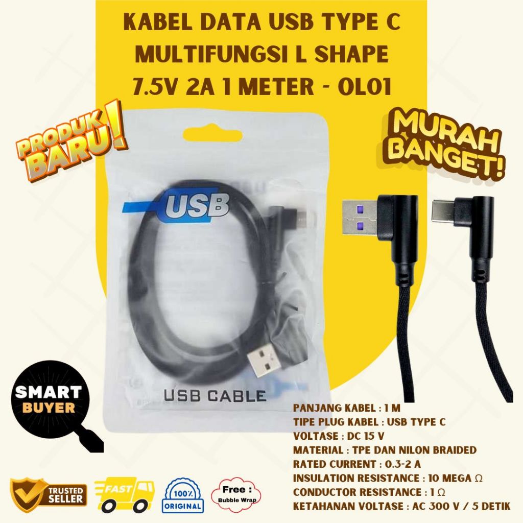 Jual Kabel Charger Usb Type C L Shape A Elbow Bengkok Angle Siku