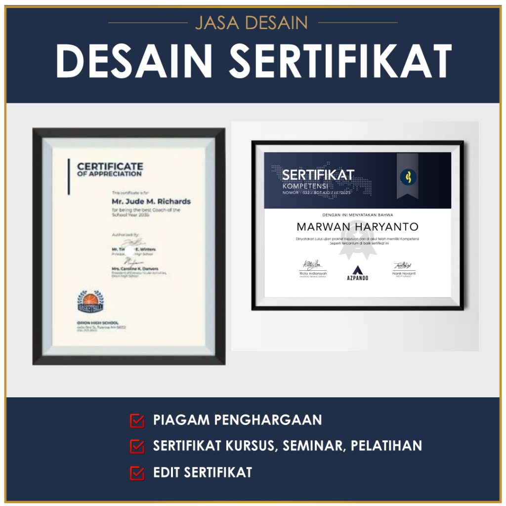 Jual DESIGN SERTIFIKAT CUSTOM CERTIFICATE EDIT SERTIFIKAT