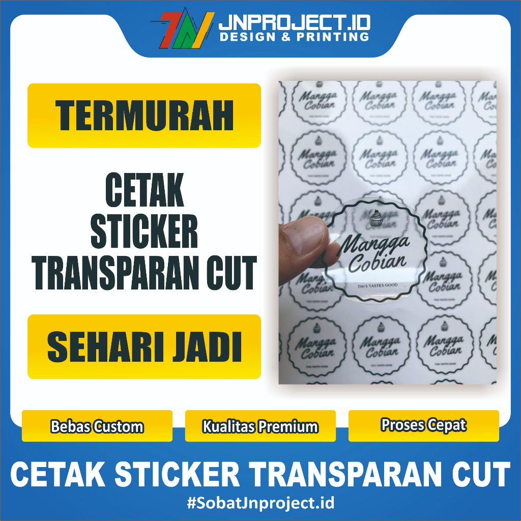 Jual Cetak Sticker Transparan Print Cut Laminasi Shopee Indonesia