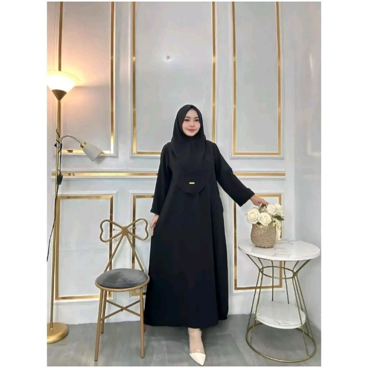 Jual Abaya Set Bergo Gamis Set Hijab Gamis Crinkle Shopee Indonesia