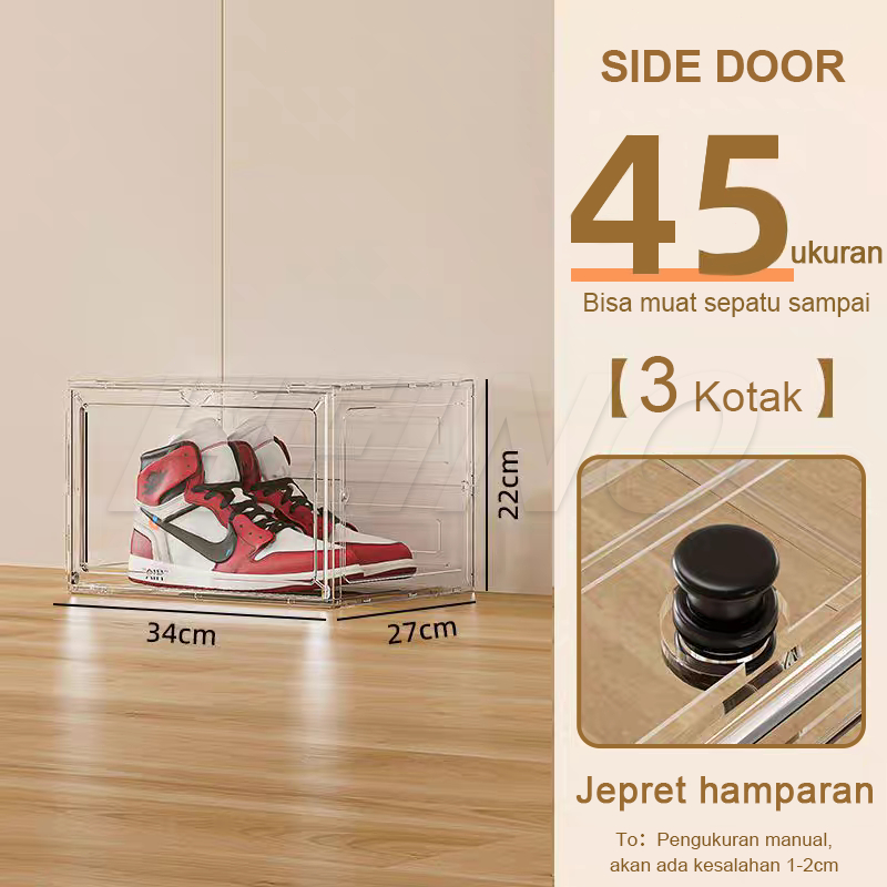 Jual Heino Kotak Sepatu Lipat Transparan Tebal Shoes Storage Box