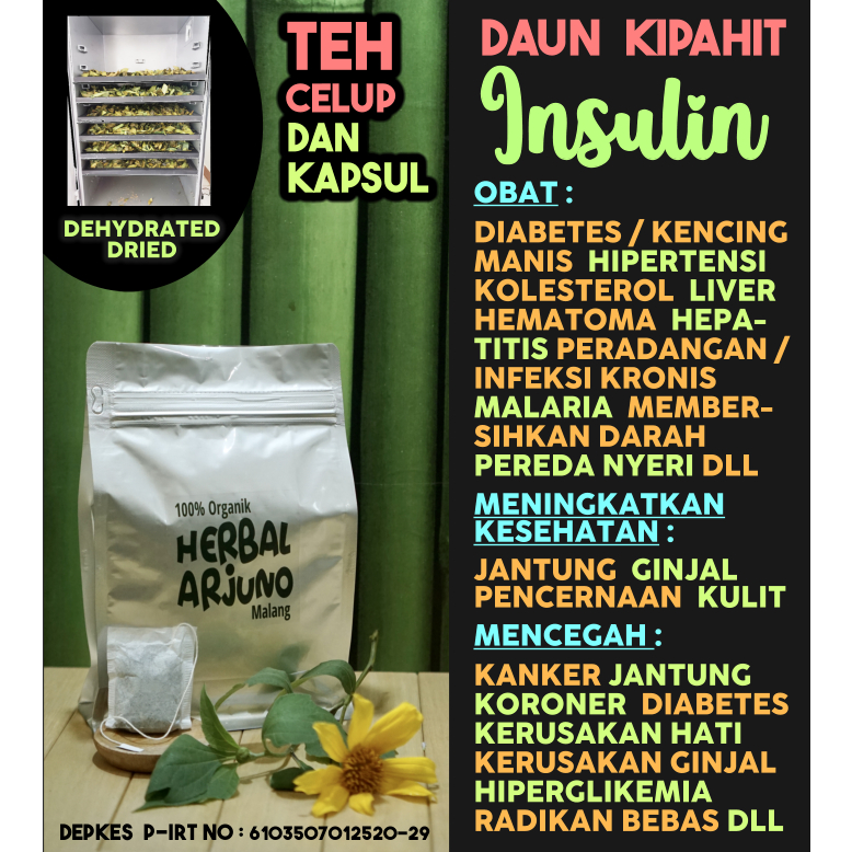 Jual Dehydrated Dried Teh Kapsul Daun Insulin Kipahit Kembang Bulan