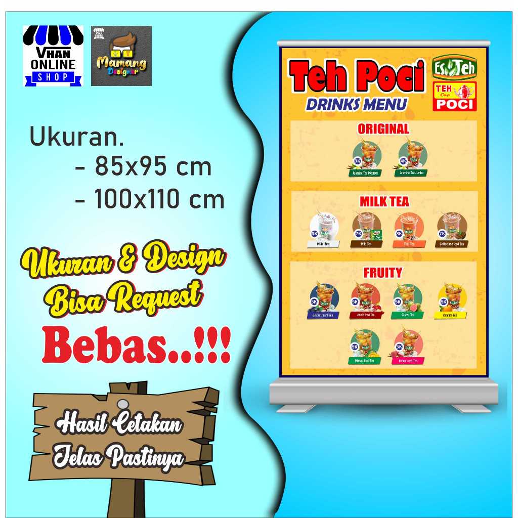 Jual Spanduk Banner Mmt Es Teh Poci Model Terbaru Model Berdiri