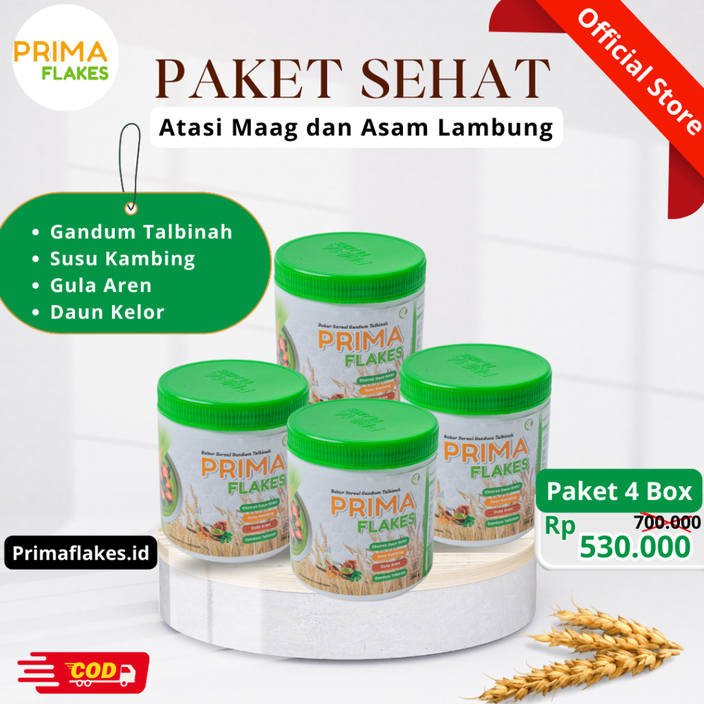 Jual Paket Primflakes Bubur Sereal Gandum Talbinah Bantu Atasi Asam