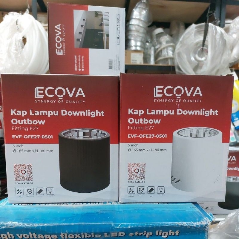 Jual Kap Lampu Downlight Outbow Fitting E Putih Hitam Shopee