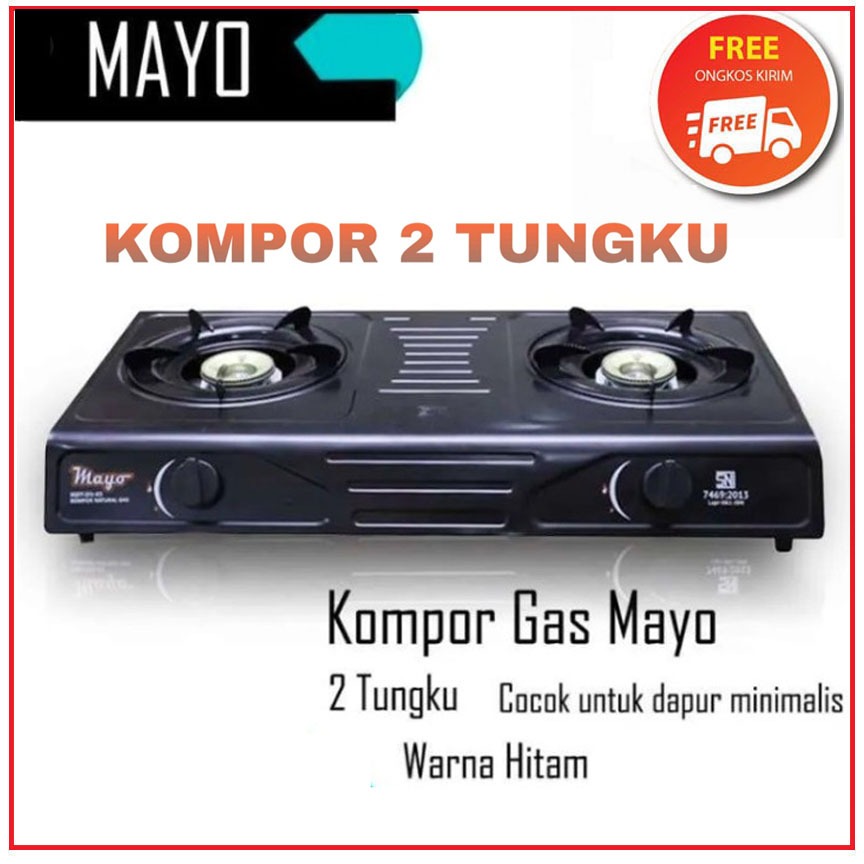 Jual Kompor Gas AWARA Mayo 2 Tungku Hitam Terbaru SNI PROMO Kompor