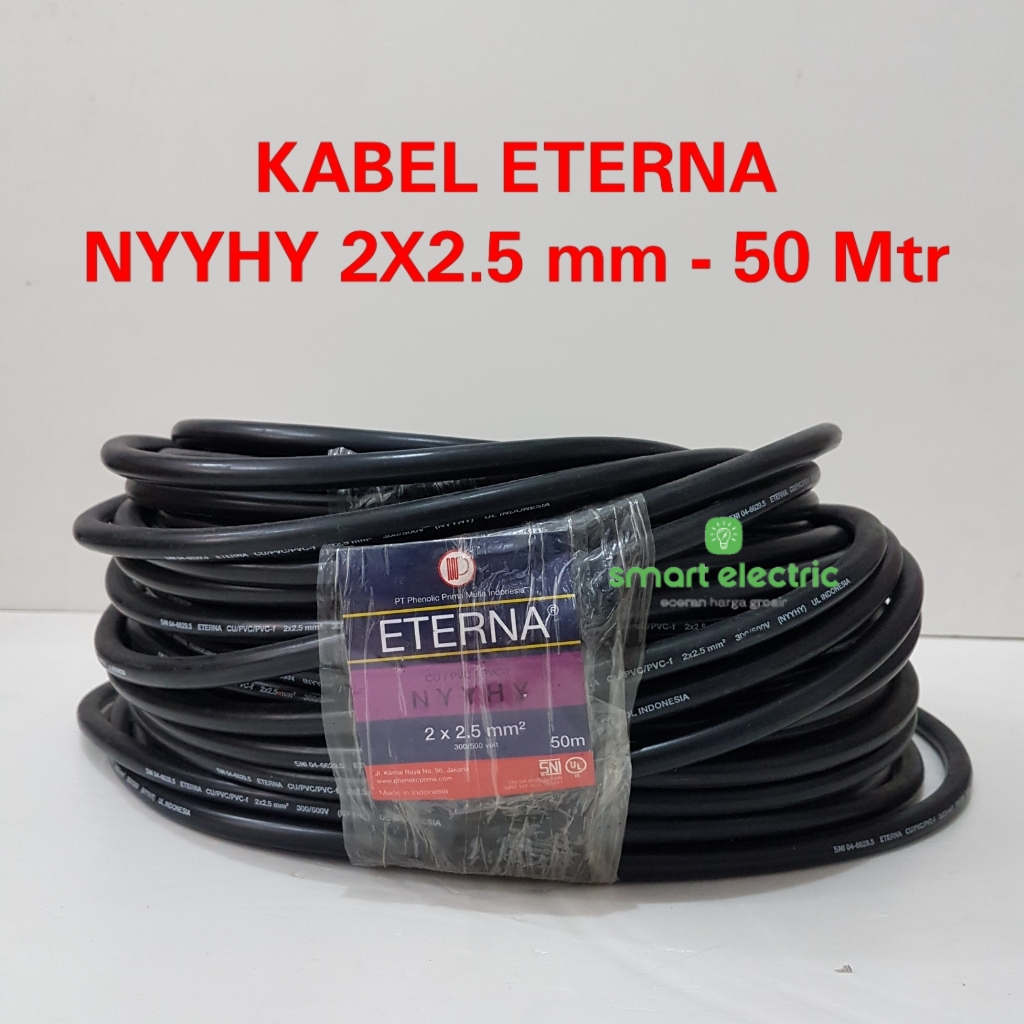 Jual Kabel Listrik Eterna Serabut NYYHY 2x2 5 Mm 50M Tembaga Murni SNI