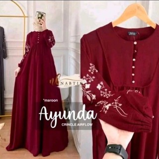 Jual Ayunda Dress Crinkle Air Flow Premium Gamis Wanita Cantik Busui