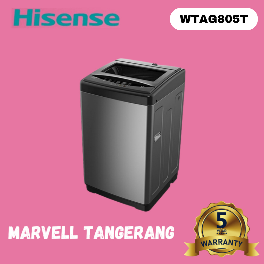 Jual Hisense WTAG805T Mesin Cuci 1 Tabung Top Loading 8 KG Washing