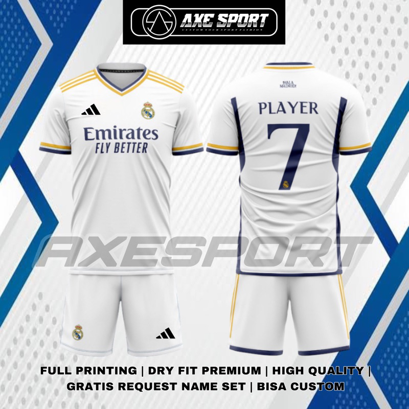 Jual Jersey Setelan Real Madrid Full Printing Free Request