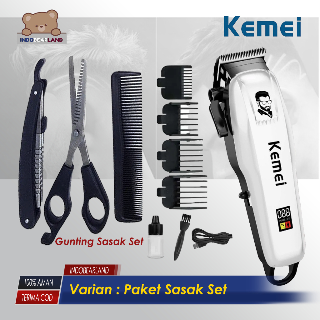 Jual IBL Mesin Cukur Rambut Elektrik Paket Barbershop Kemei Cas Dengan