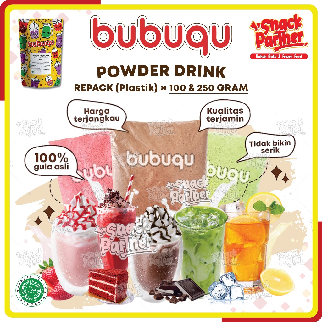 Jual BUBUQU Powder Drink REPACK 100 250 GR Bubuk Minuman Premium