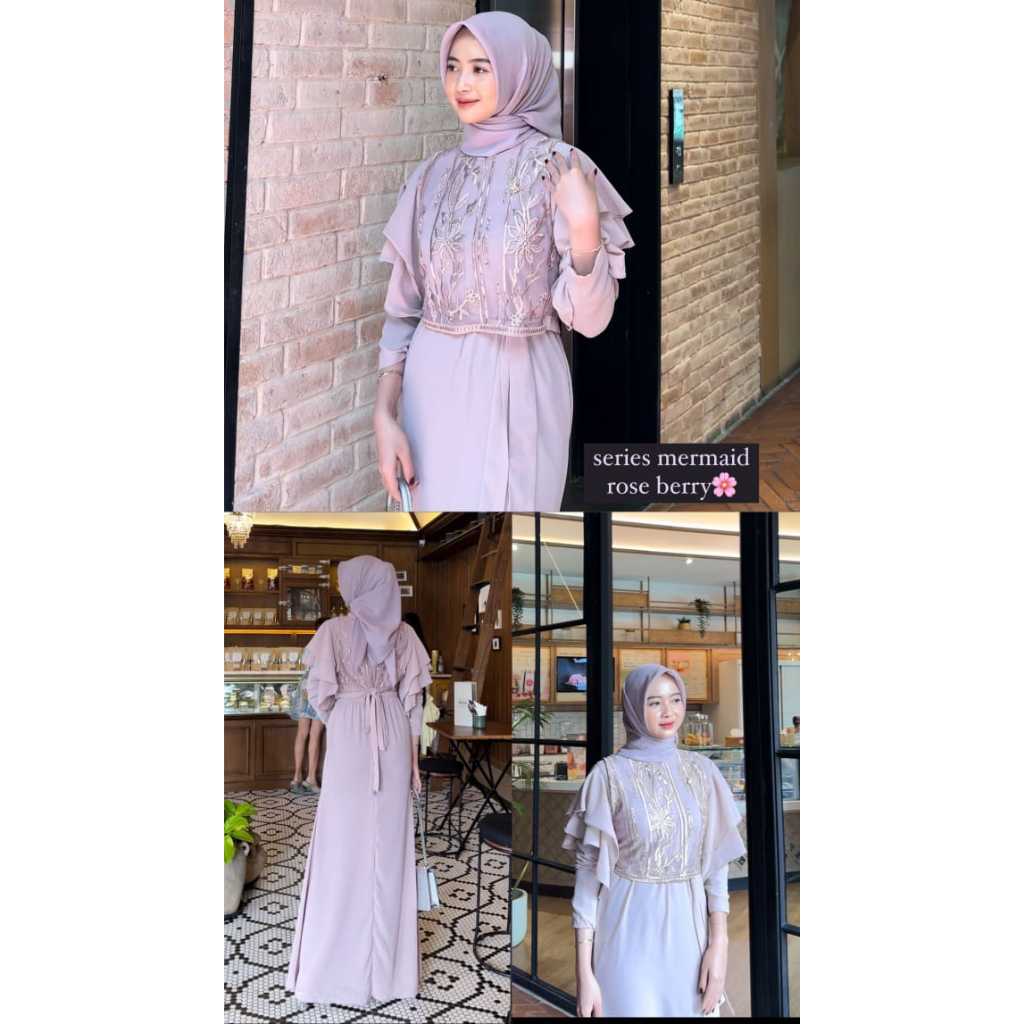 Jual Premium Dress Ayda Inner Outer Brukat Modern Terbaru Dress Mix