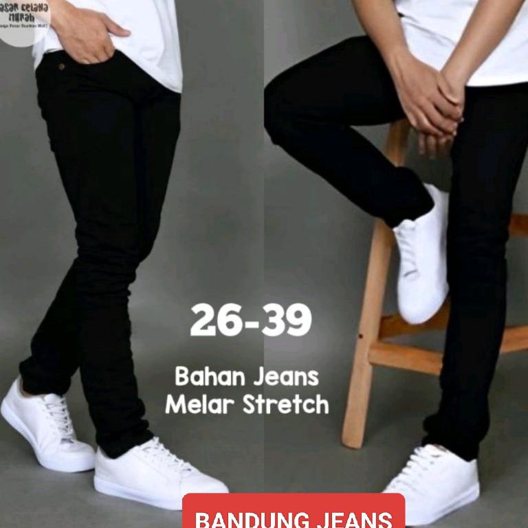 Jual Mall Celana Jeans Pria Lelaki Dewasa Hitam Pensil Slimfit