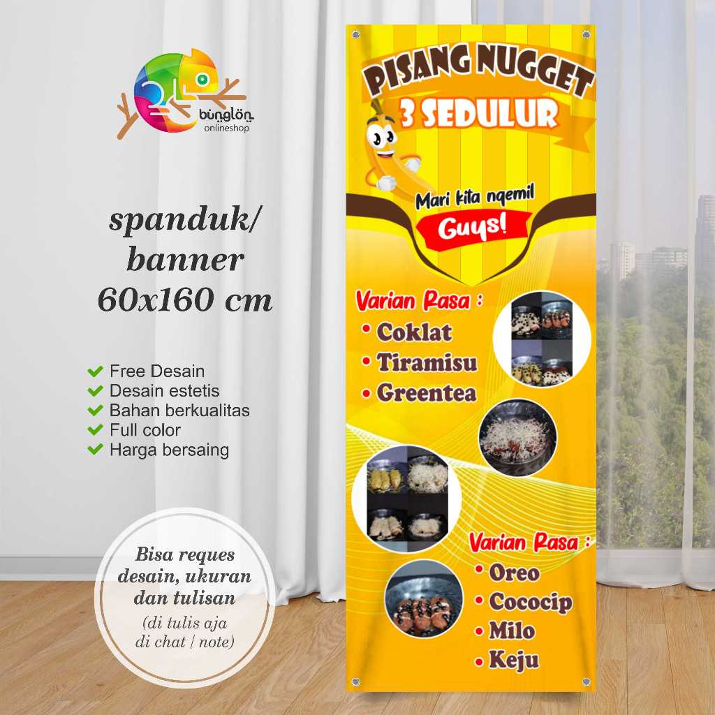 Jual Spanduk Banner Pisang Nugget Custom Desain Shopee Indonesia