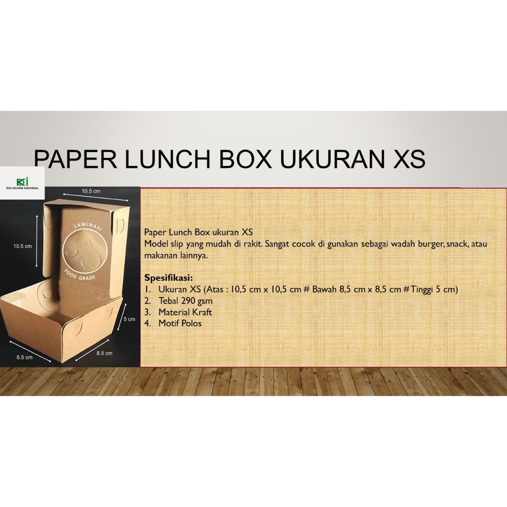 Jual Paper Lunch Box Ukuran XS Bahan Kertas Kraft Ekonomis Kotak Burger