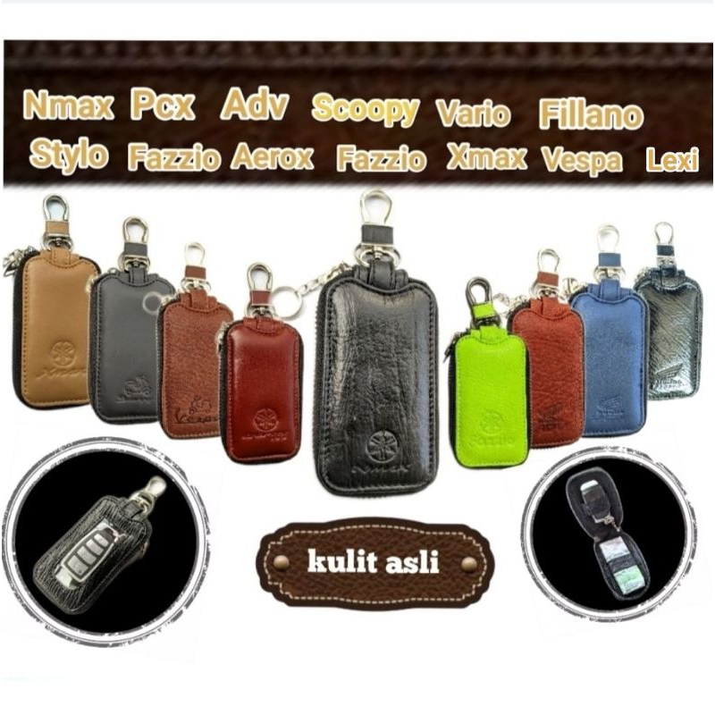 Jual Dompet Kunci Remote Keyless Motor Kulit Asli Transparan Zipper