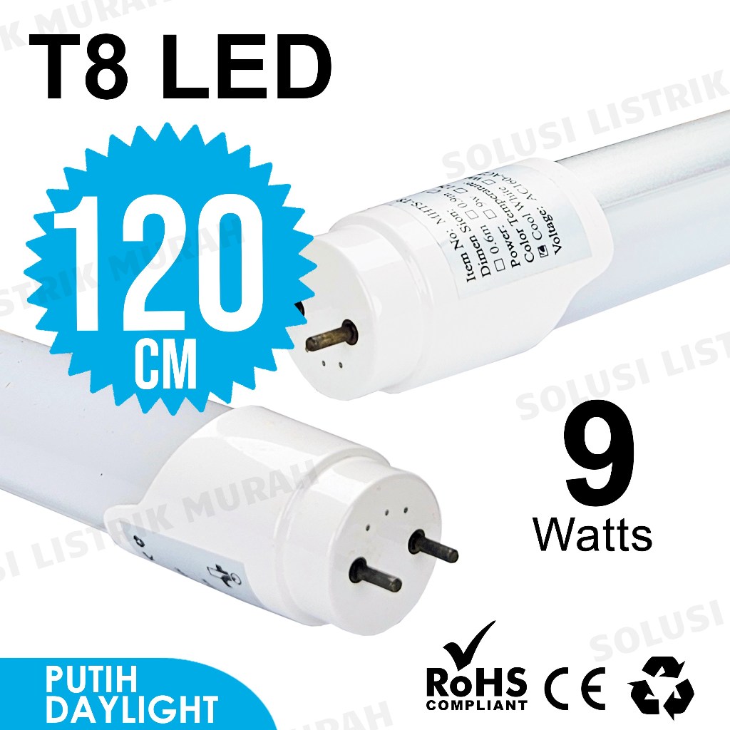 Jual LAMPU LED T8 TUBE LAMPU ECOVA T8 TUBE 18 WATT 9 WATT PUTIH KAP