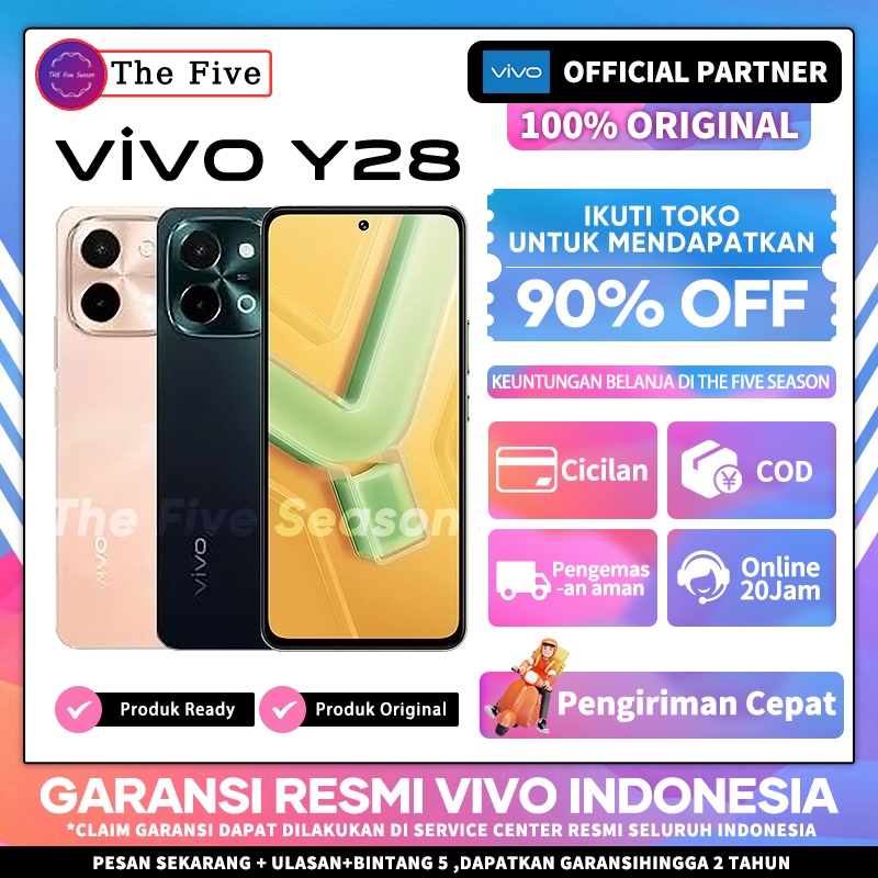 Jual Hp Vivo Y28 6 128GB 8 128GB 8 256GB NFC 6000mAh Baterai Baru 2024