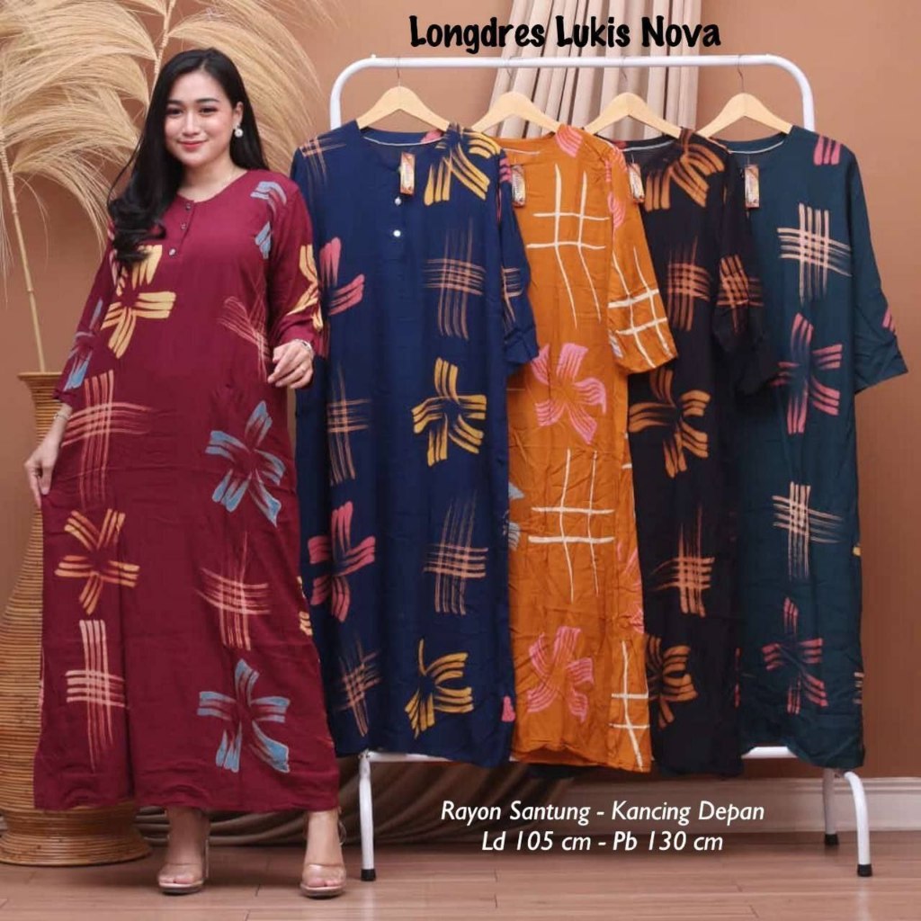 Jual Longdress Cabutan Busui Ld Daster Batik Lengan Panjang Kancing