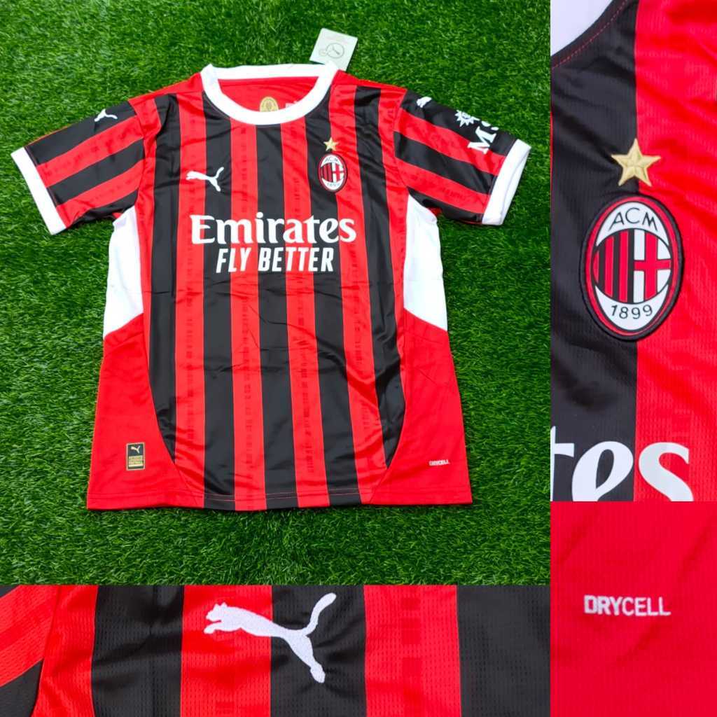 Jual JERSEY BOLA AC MILAN HOME NEW 2024 2025 GRADE ORI IMPORT Shopee