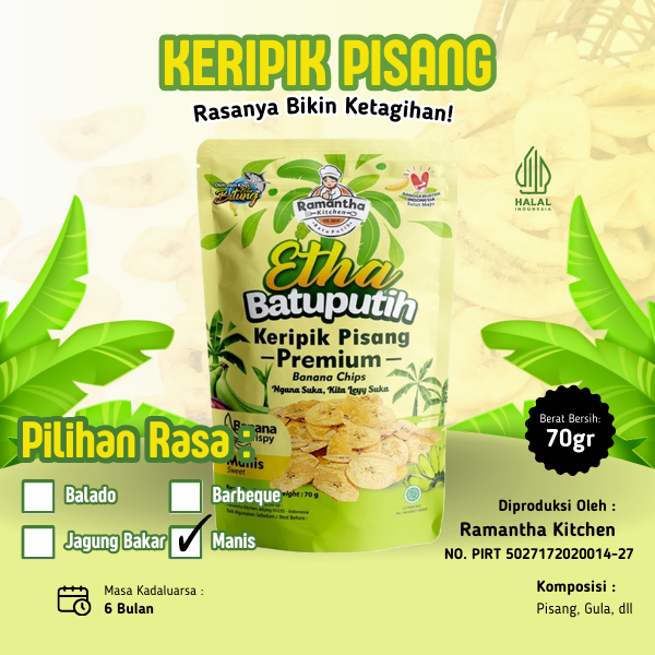 Jual Keripik Pisang Original Manis Oleh Oleh Khas Manado 70 Gr