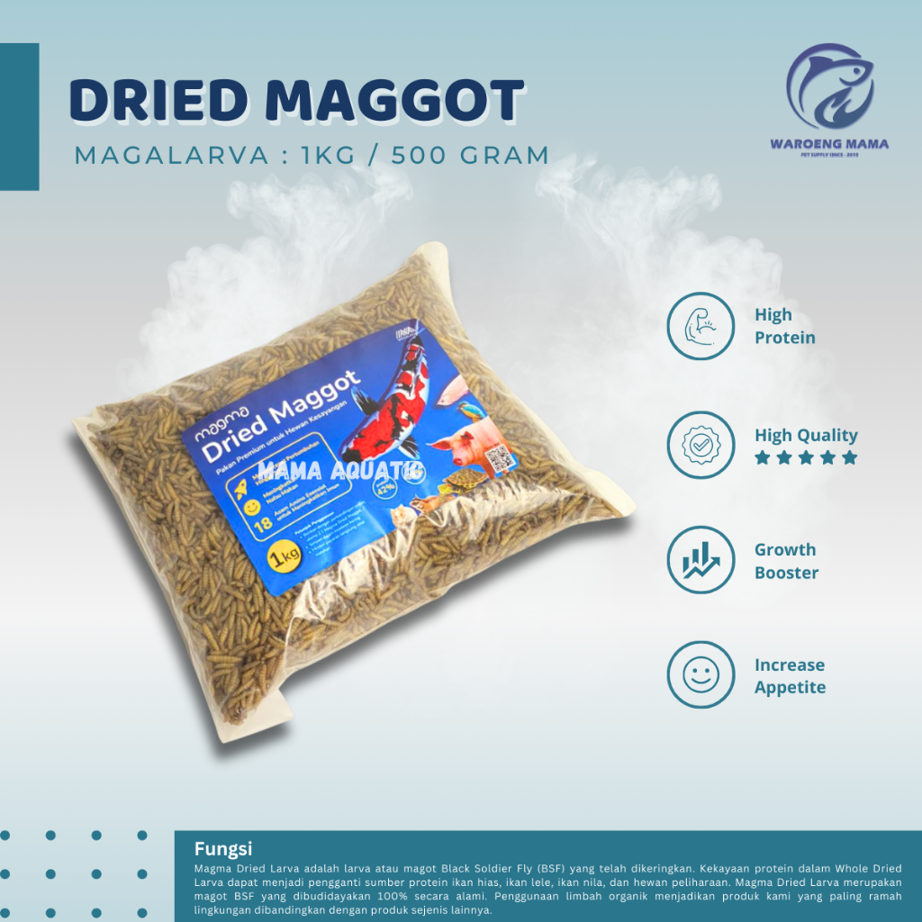 Jual Maggot Kering BSF Grade Premium 1kg 500gram Magma Dried Pakan Ikan