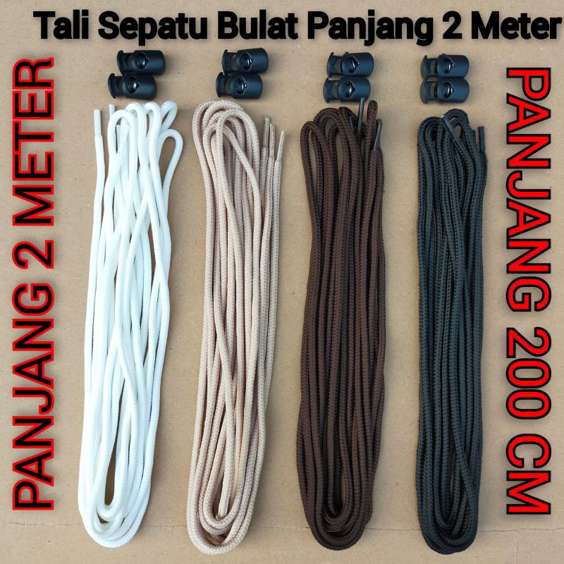 Jual Tali Sepatu PDL Bulat Panjang 2 Meter 200 Cm Warna HITAM PUTIH