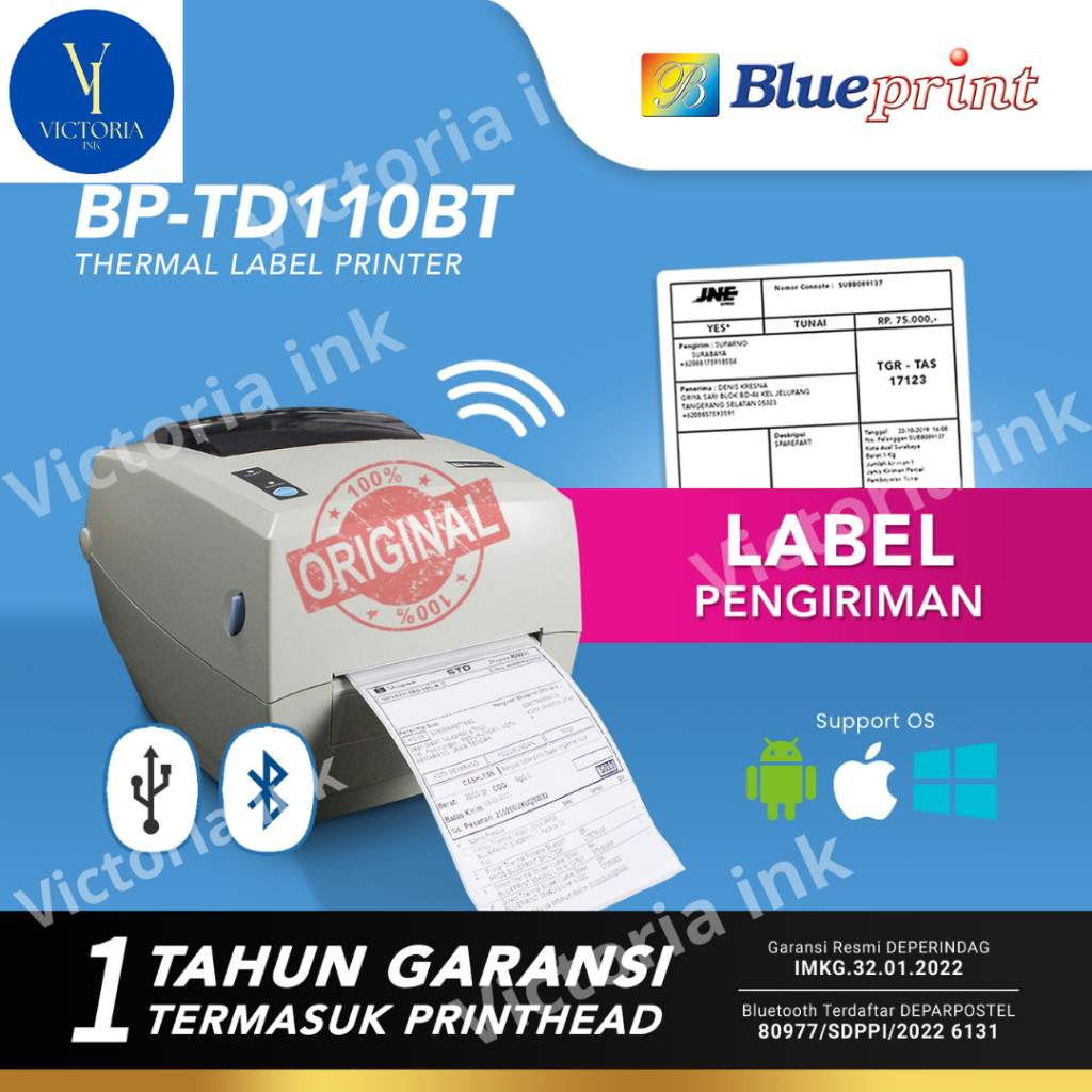 Jual Barcode Printer Thermal Label Resi Pengiriman A Blueprint Td Bt