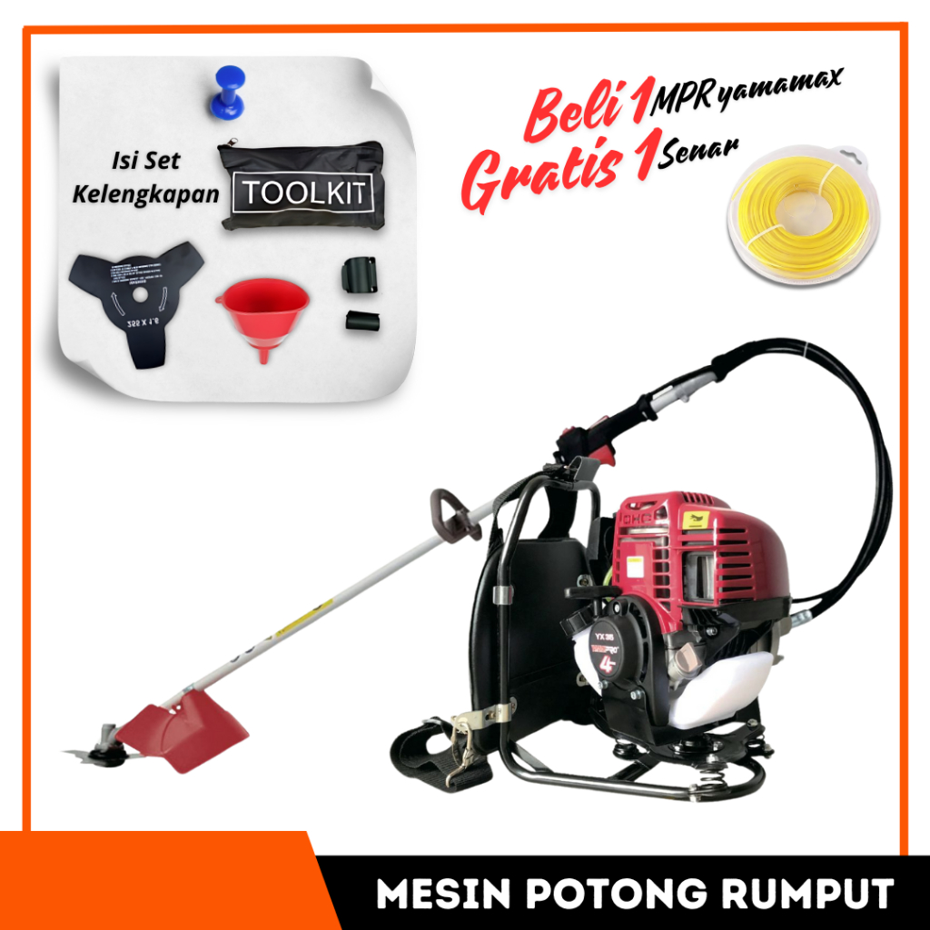 Jual Mesin Potong Rumput Yamamax YX35 4 TAK POWERFULL FREE SENAR Brush