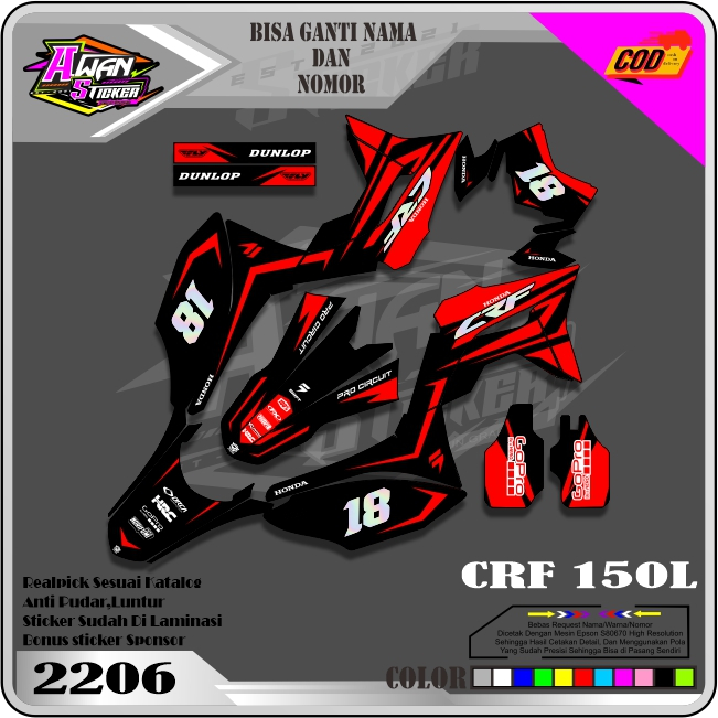 Jual Decal Crf L Supermoto Full Body Hitam Super Glossy Doff Desain