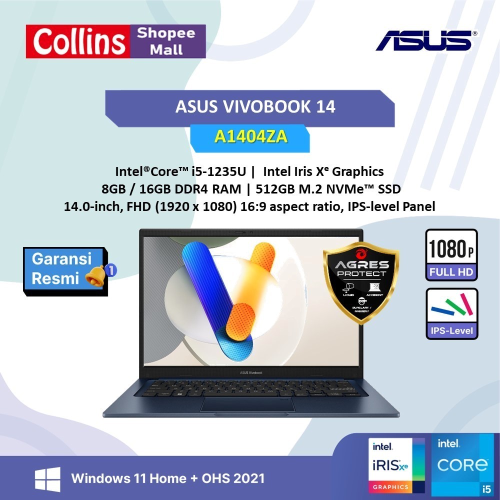 Jual ASUS VIVOBOOK 14 A1404ZA I5 1235 8GB 512GB W11 OHS 14 0FHD VIPS