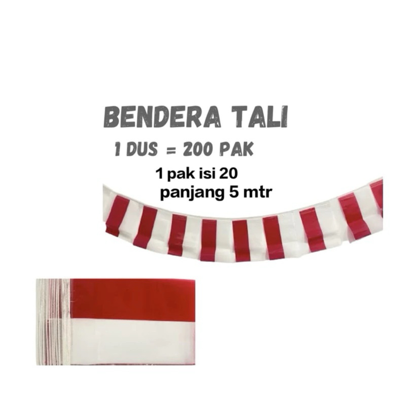 Jual Meter Bendera Merah Putih Plastik Plus Tali Bendera Umbul