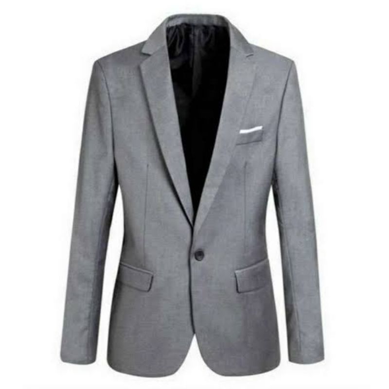 Jual Jas Blazer Pria Hitam Semi Formal Kancing Satu Model Slimfit