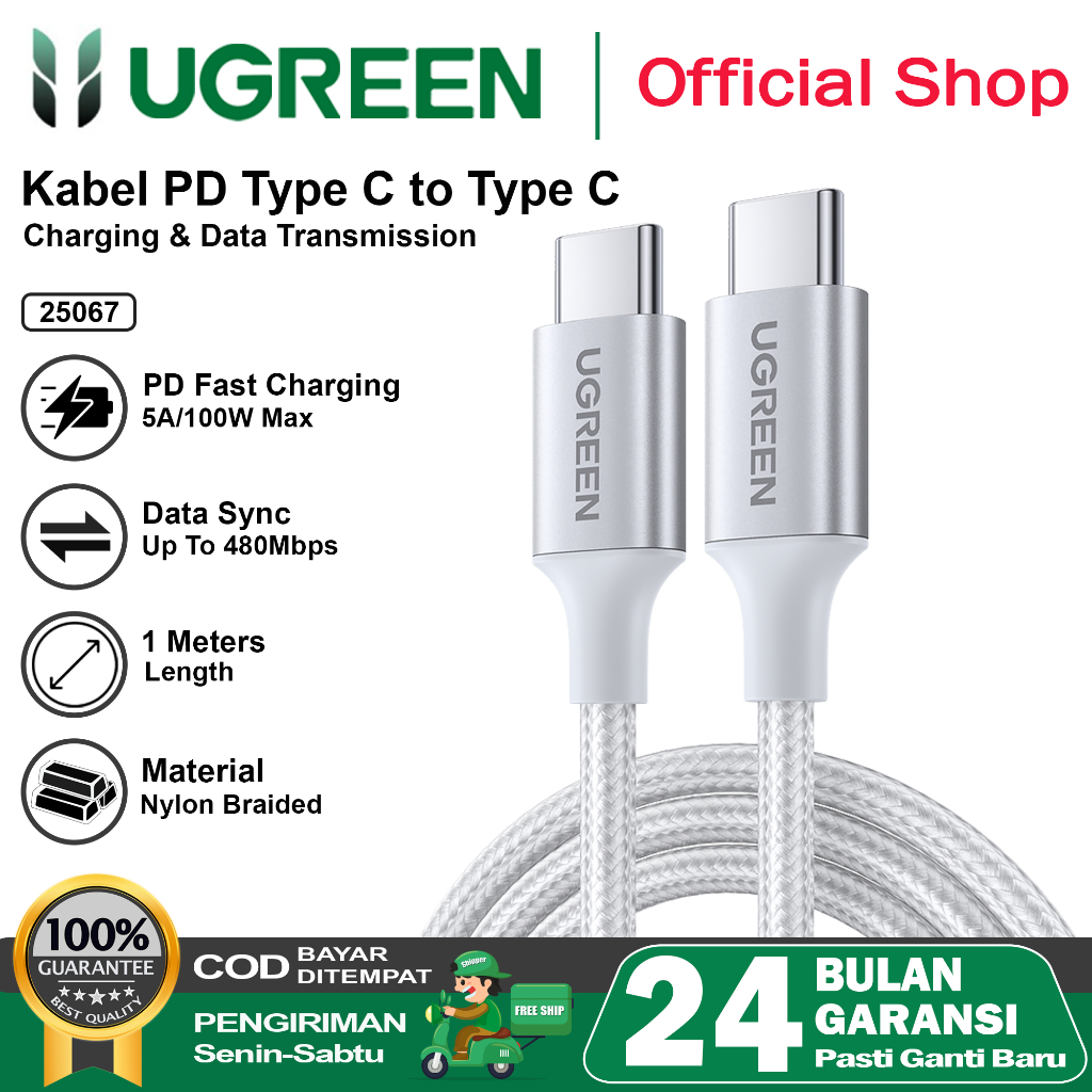 Jual Ugreen Kabel Data Type C To Type C A W Fast Charging Shopee