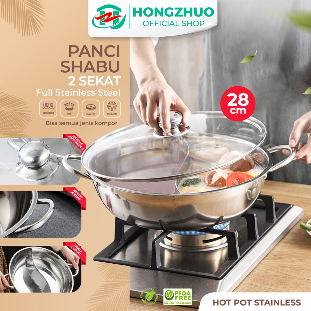 Jual Hognzhuo Panci Hotpot Shabu Sekat Steamboat Sukiyaki Stainless