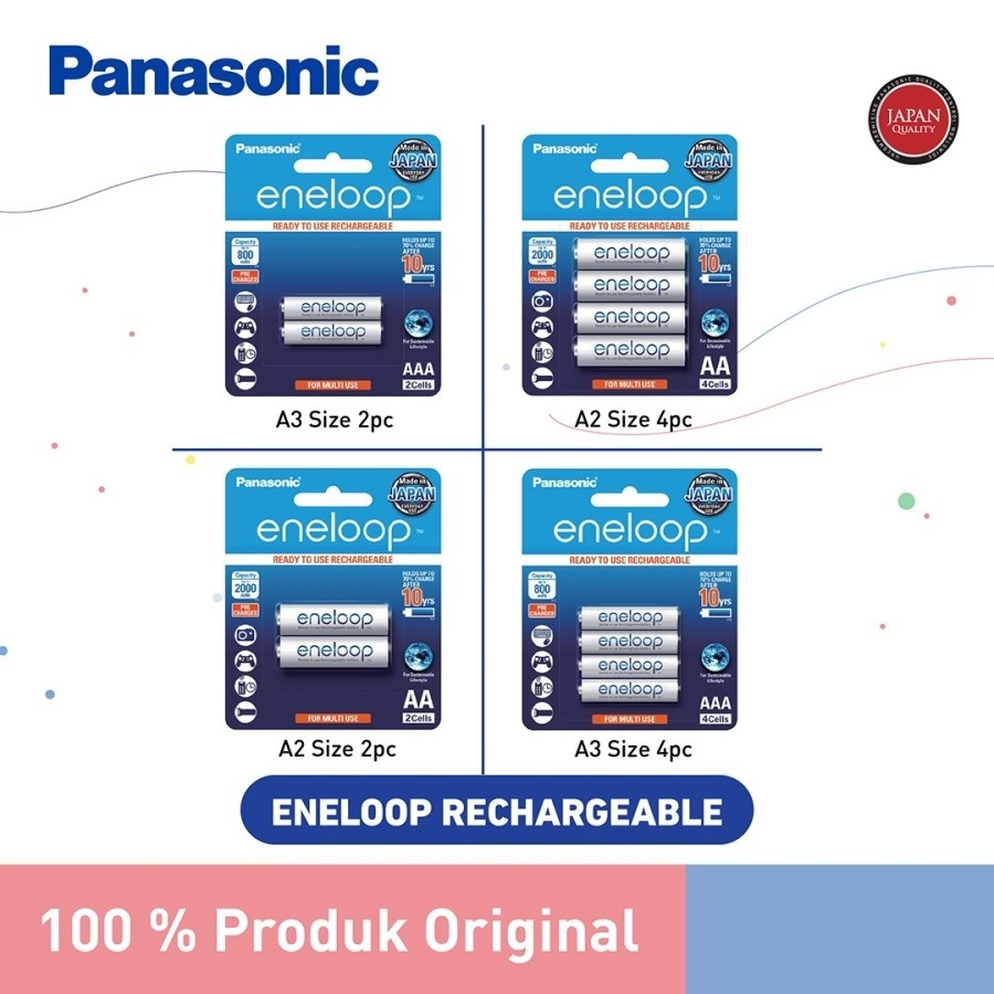 Jual Panasonic Eneloop Baterai Isi Ulang AA I AAA 2pc I 4pc Panasonic