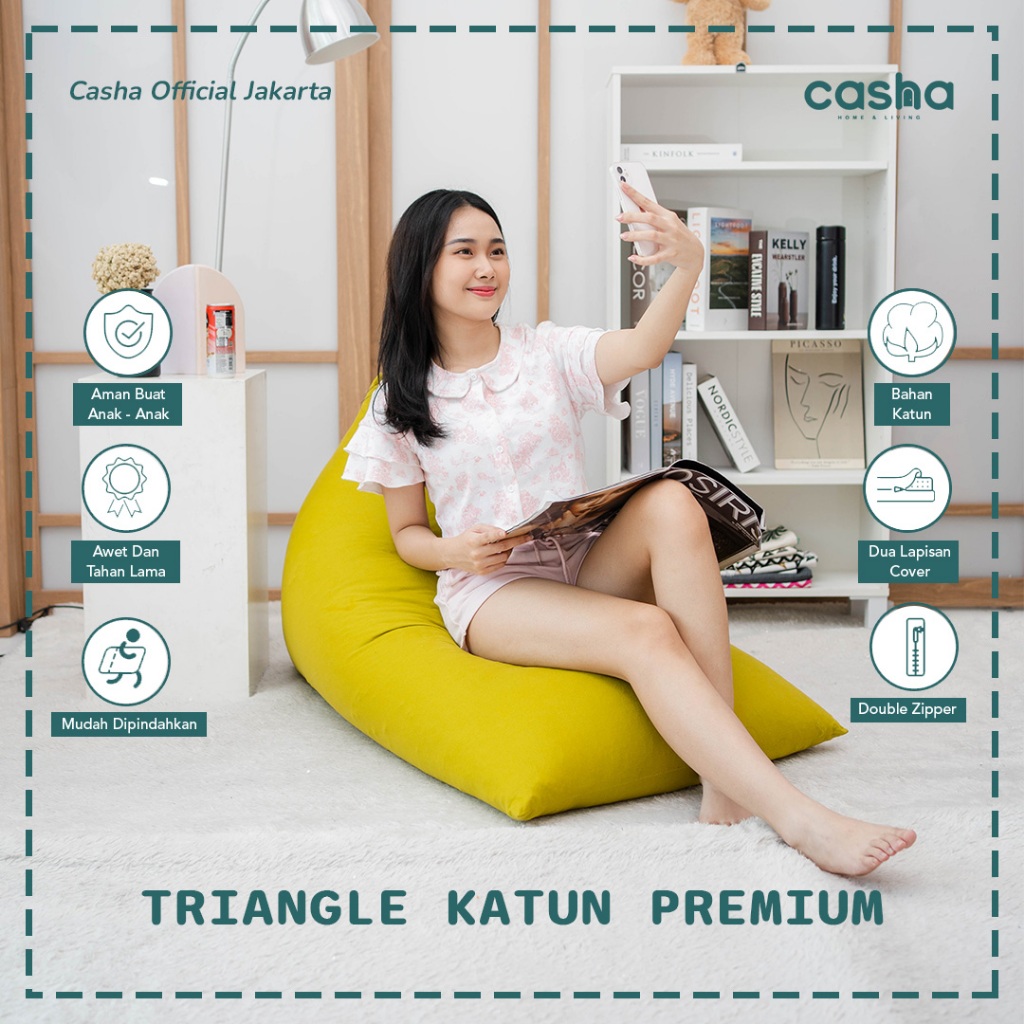 Jual Casha Triangle Bean Bag Katun Premium Size Medium Shopee Indonesia