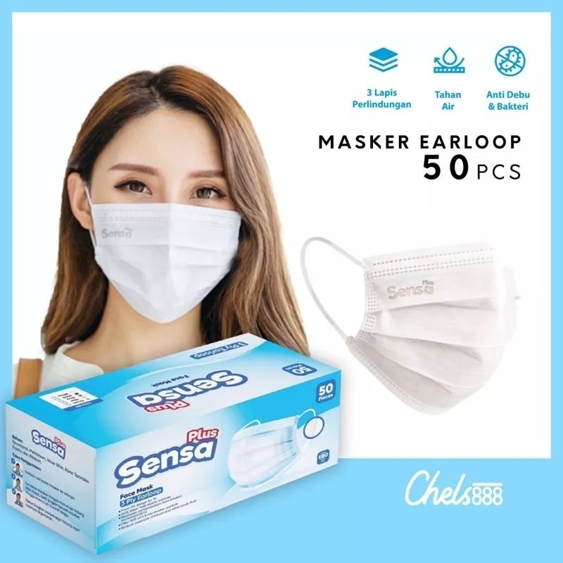 Jual Masker SENSA PLUS EARLOOP 3ply Isi 50 Pcs Shopee Indonesia