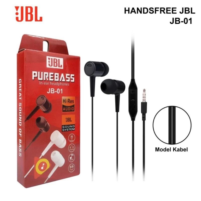 Jual Headset Handsfree JBL JB 01 Pure Bass Univesal Headset With Mic