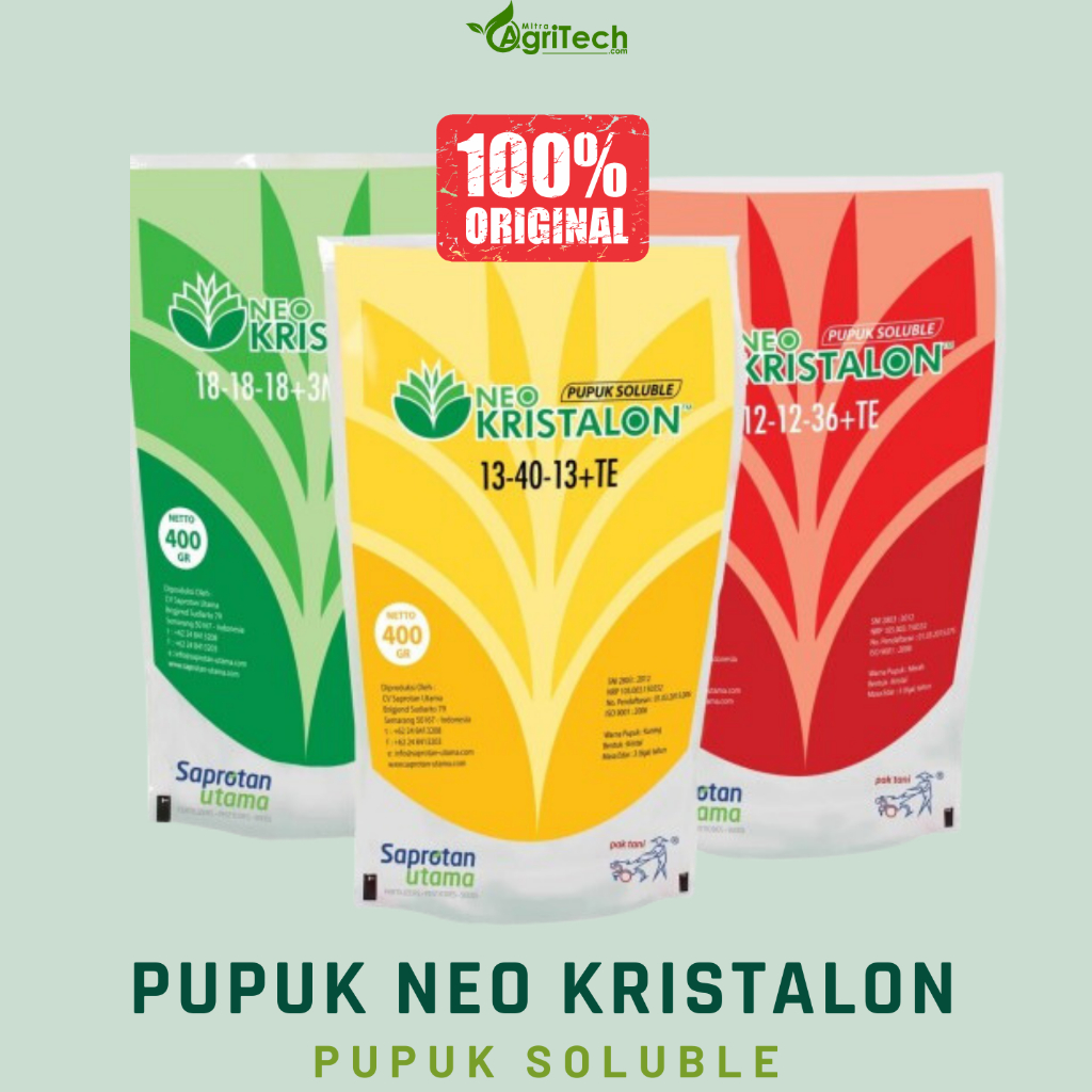 Jual PUPUK NEO KRISTALON 400 GR KUNING HIJAU MERAH PAK TANI KEMASAN