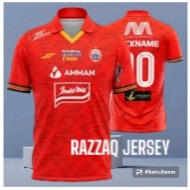 Jual Jersey Persija Jakarta Berkerah Full Printing Gratis Nama Dan No