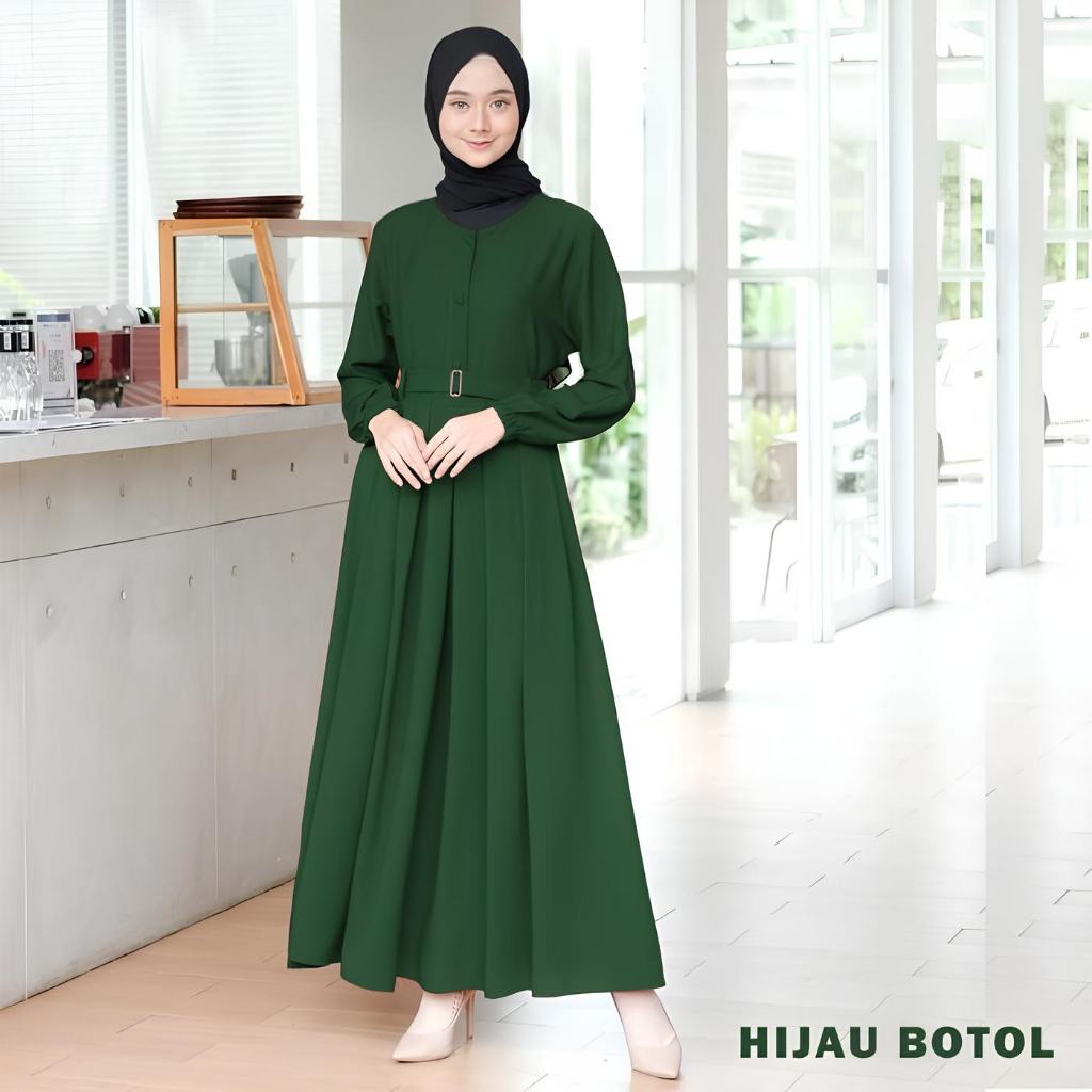 Jual Gamis Monna Belt Maxi Dress Ity Crepe Syari Remaja Dewasa Model