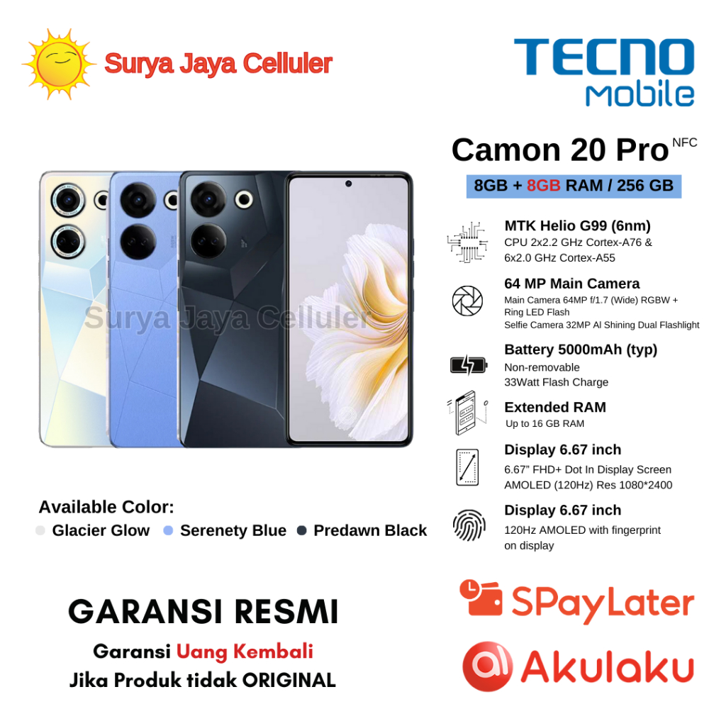 Jual Tecno Camon Pro Nfc Gb Garansi Resmi Tecno Tahun