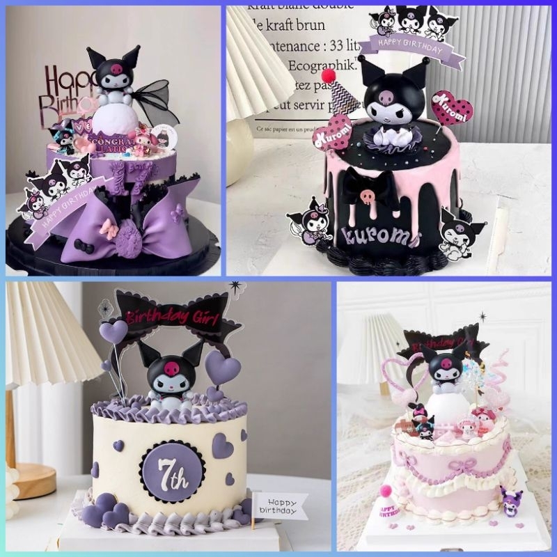 Jual Topper Cake Kuromi Sanrio Hiasan Kue Tema Kuromi Sanrio Lengkap