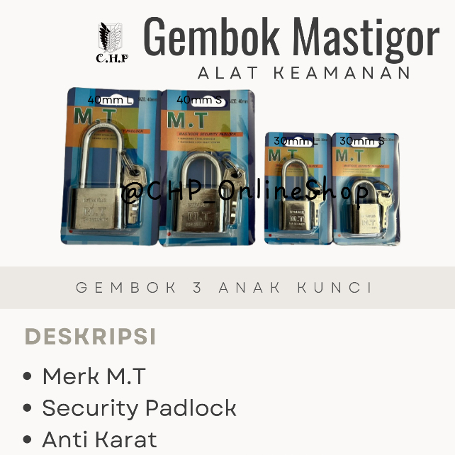 Jual GEMBOK PINTU PAGAR RUMAH UKURAN 30MM DAN 40MM Shopee Indonesia