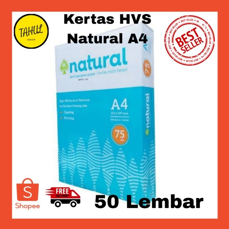 Jual 50 Lembar Kertas HVS Natural A4 75 Gsm 70gsm Shopee Indonesia