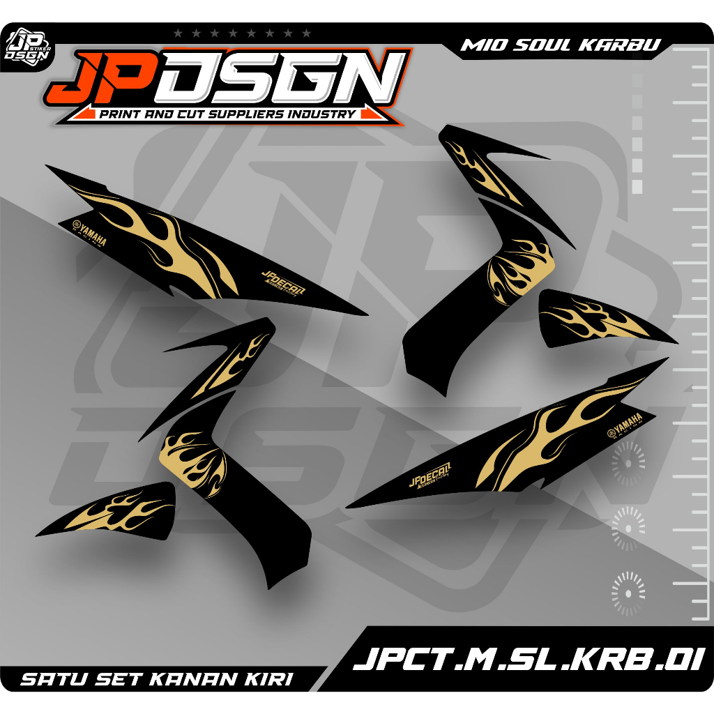 Jual Sticker Striping Cutting Mio Soul Karbu Variasi Api Fire Striping