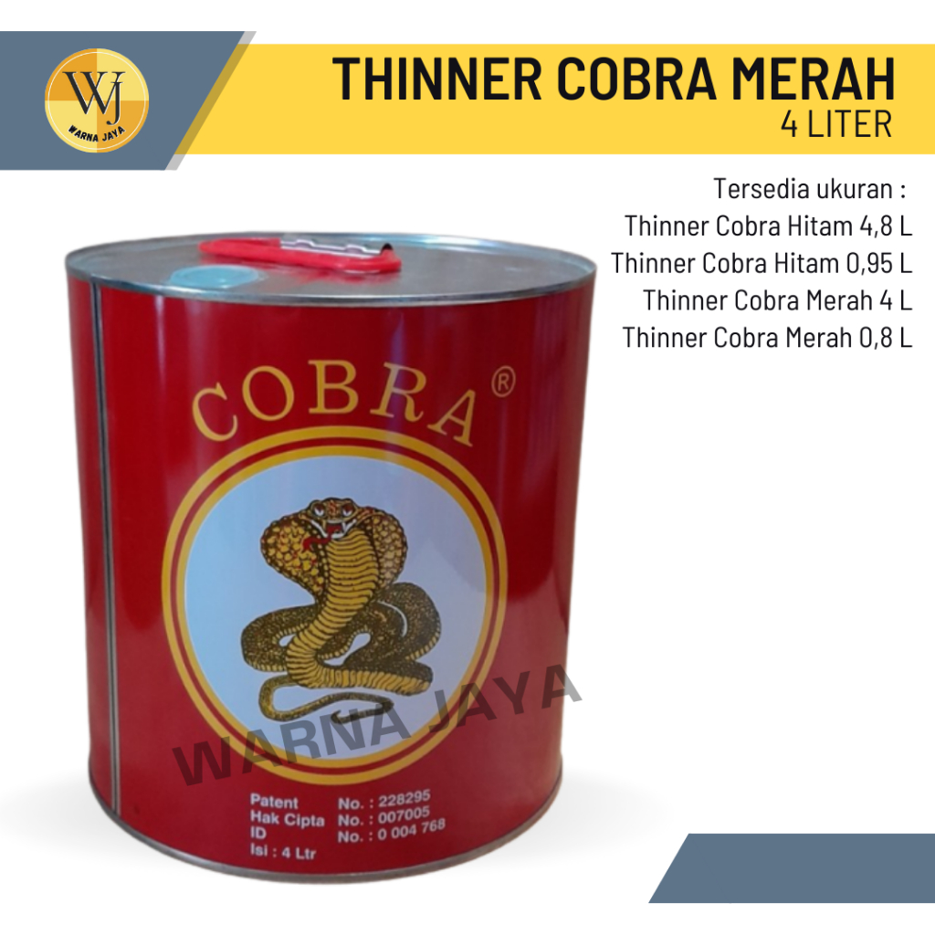 Jual Thinner Cobra Merah ND Galon 4L Thiner Tiner Pengencer Cat 4