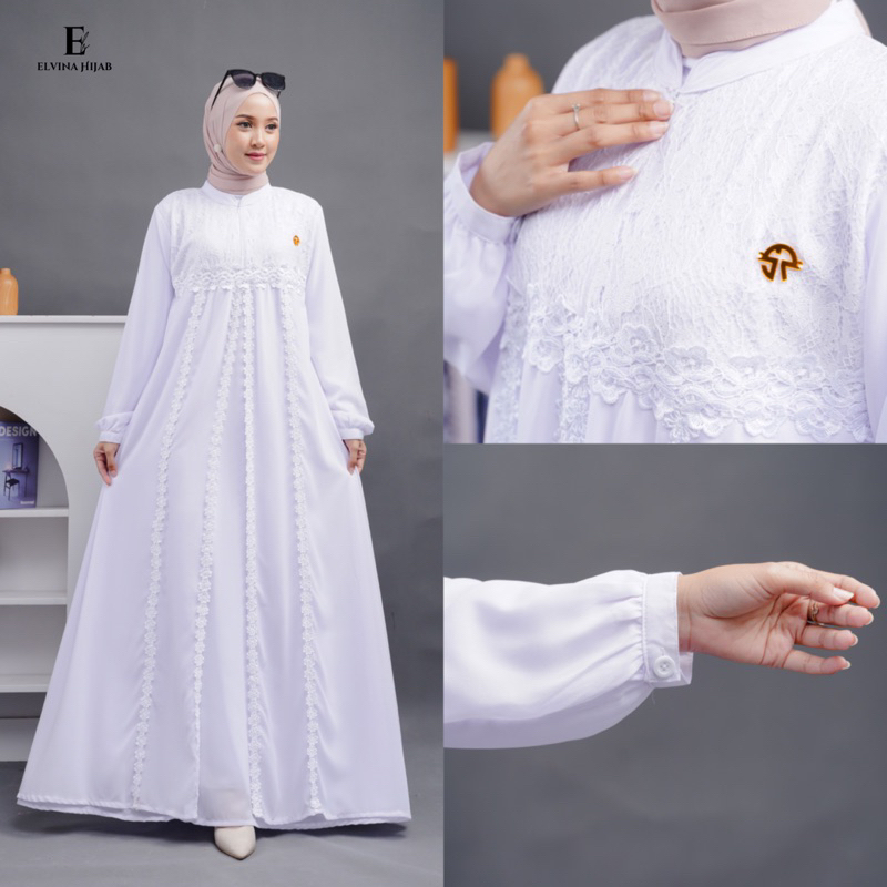 Jual GAMIS CERUTY PUTIH BERSIH LUCY DRESS Bisa Untuk UMROH Dan HAJI